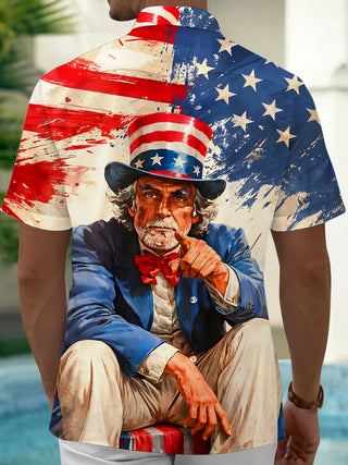 men's patriotic print shirt back view