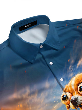 men's pet print shirt side view