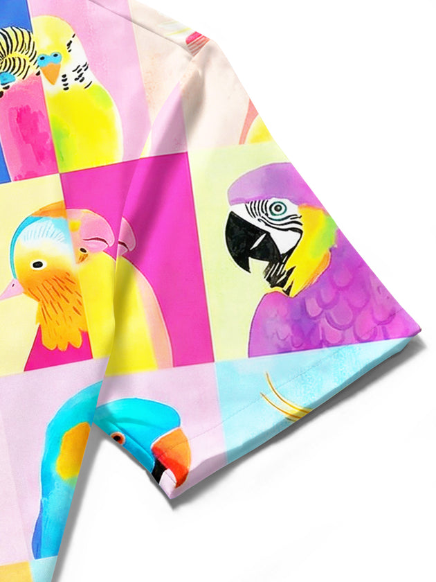 men's colorful Hawaiian shirt close-up short sleeve