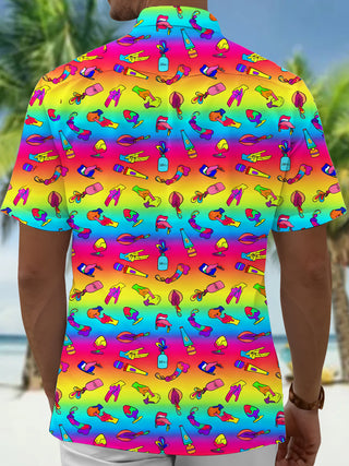 men's colorful aloha shirt back view