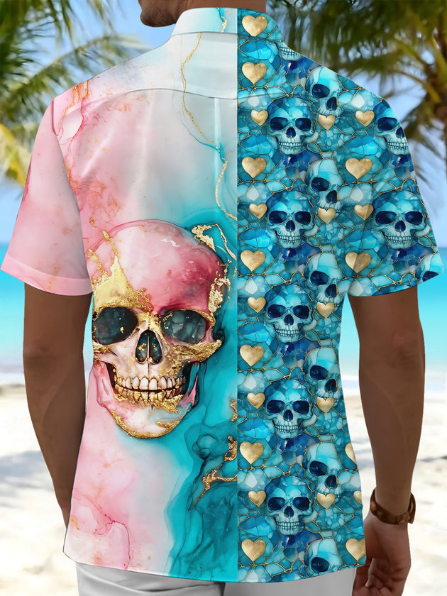 men's skeleton pattern shirt back view