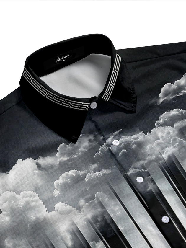 men's open collar shirt side view