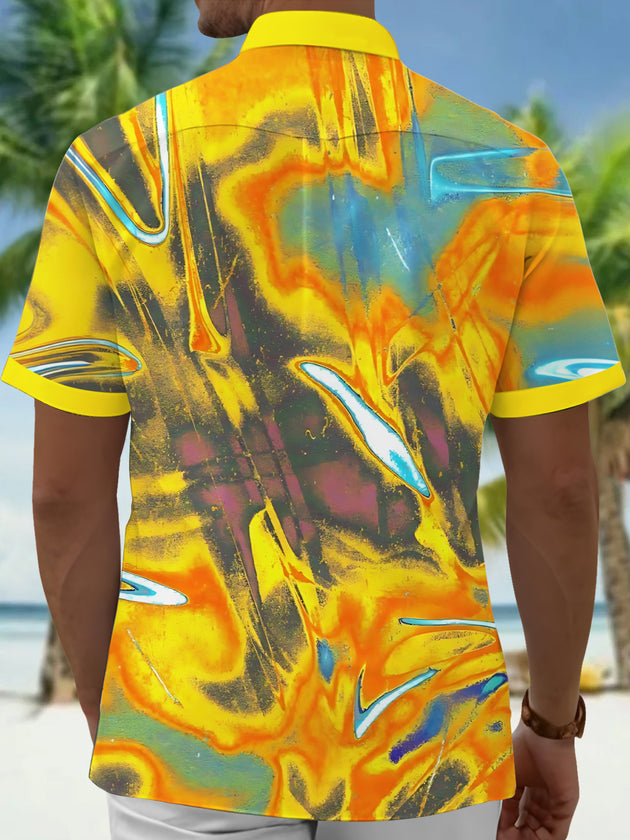 men's geometric print shirt back view