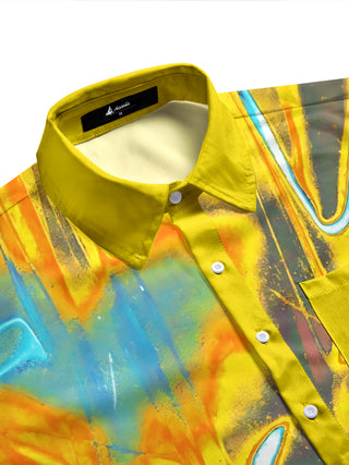 men's art print shirt side view