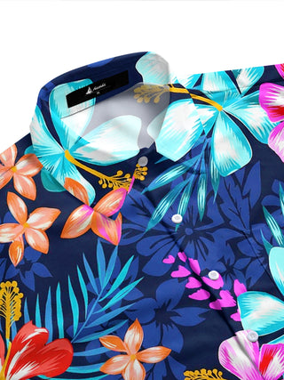 Men's tropical floral aloha half sleeve shirt side view