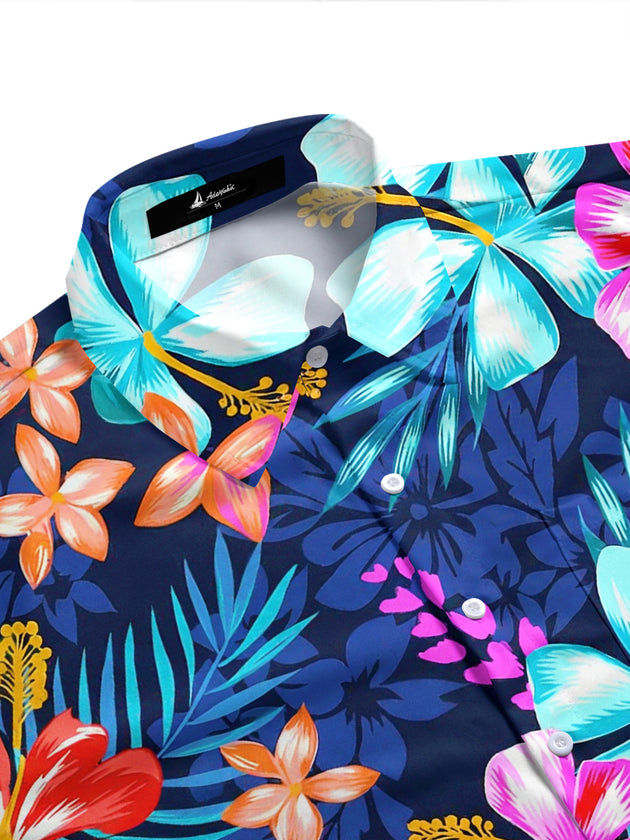Men's tropical floral aloha half sleeve shirt side view