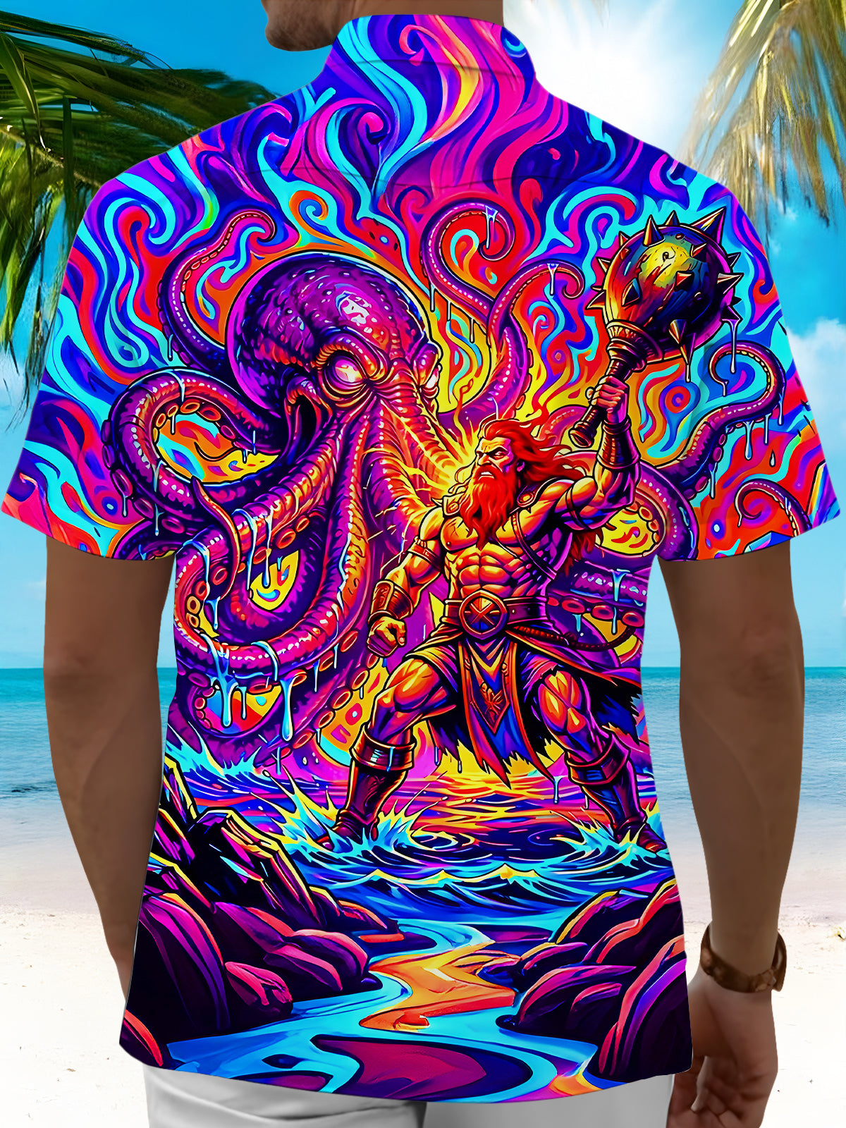 men's aloha shirt back view