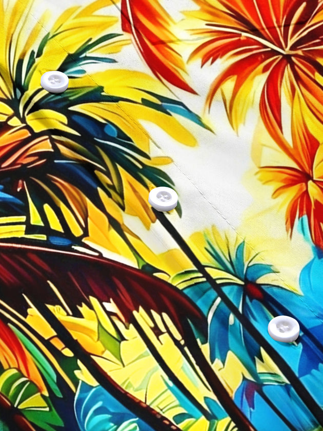 men's Hawaiian short sleeve flat lay shirt