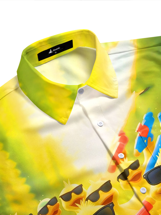 Men's tropical Hawaiian half sleeve shirt side view