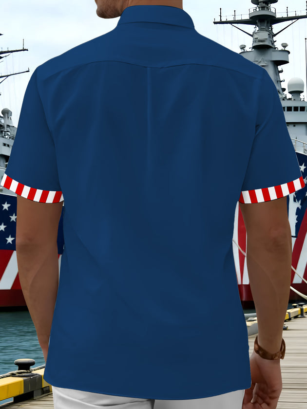 men's patriotic print shirt back view