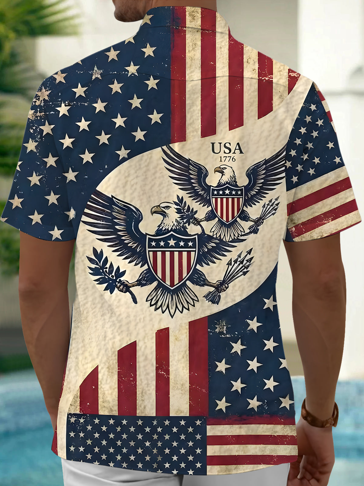 men's patriotic shirt back view