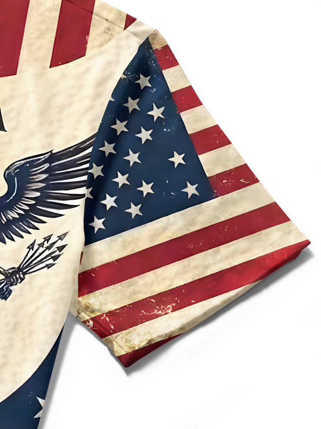 men's eagle print shirt close-up short sleeve