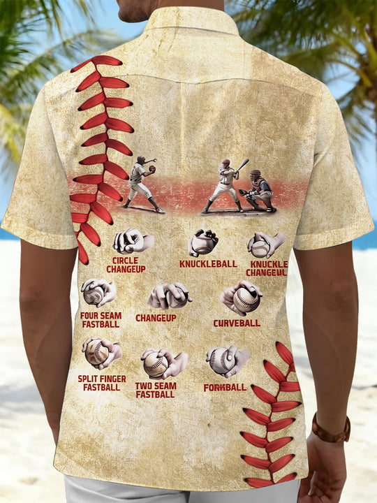 Men's black baseball art print short sleeve shirt back view