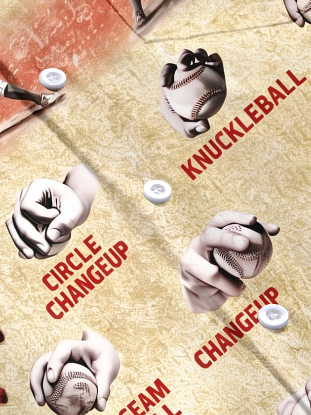 Baseball Art Print Men's Pocket Short Sleeve Shirts