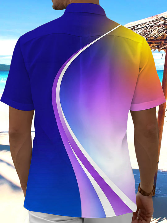 Men abstract tie dye short sleeve shirt back view
