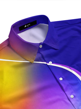 Men's abstract geometric print short sleeve shirt side view