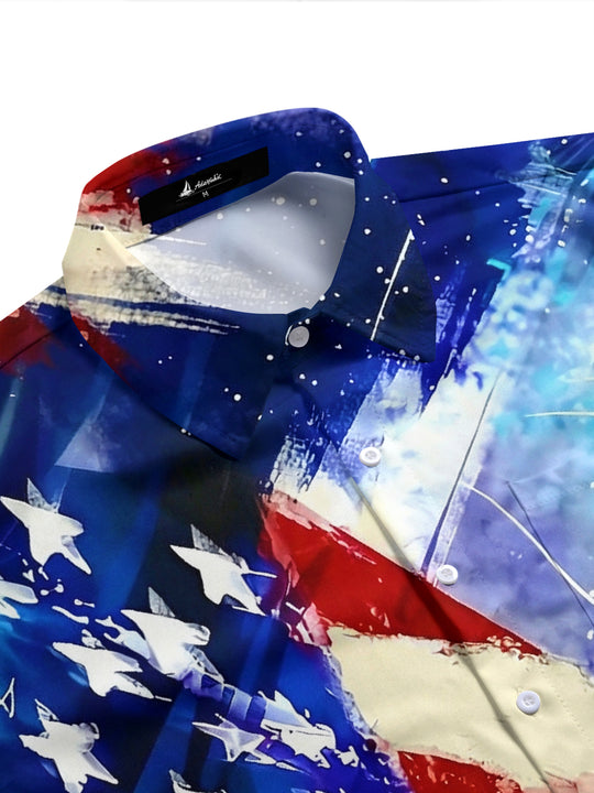 men's USA print shirt side view