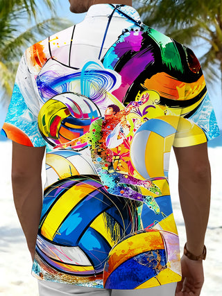 men's colorful athletic print shirt back view