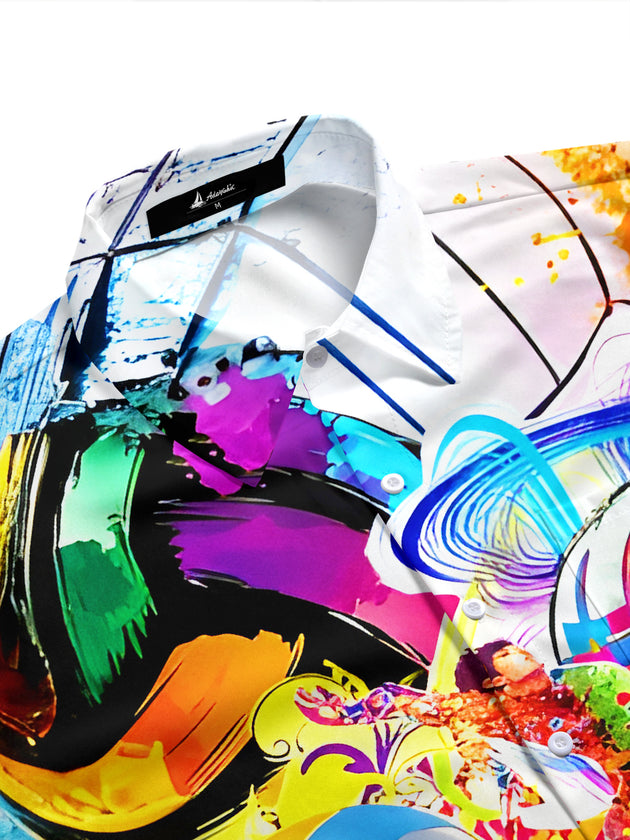 Colorful Volleyball Sports Men's Pocket Short Sleeve Shirts