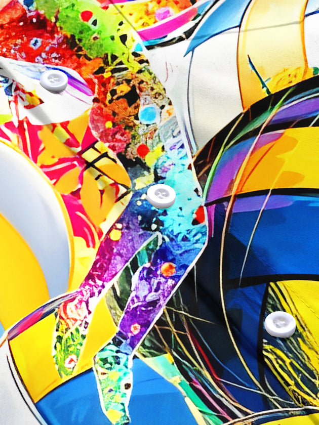 Colorful Volleyball Sports Men's Pocket Short Sleeve Shirts