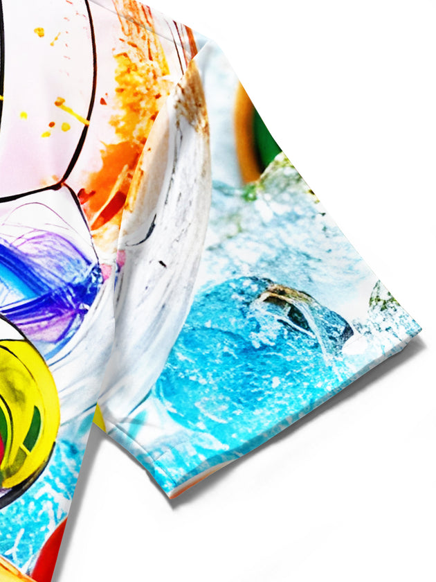 Colorful Volleyball Sports Men's Pocket Short Sleeve Shirts