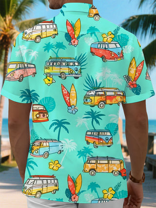 men's green summer shirt back view