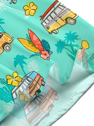 men's green printed shirt beach vacation
