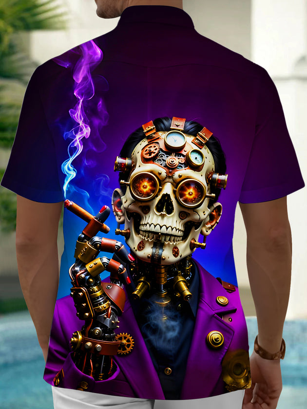 men's skeleton pattern shirt back view