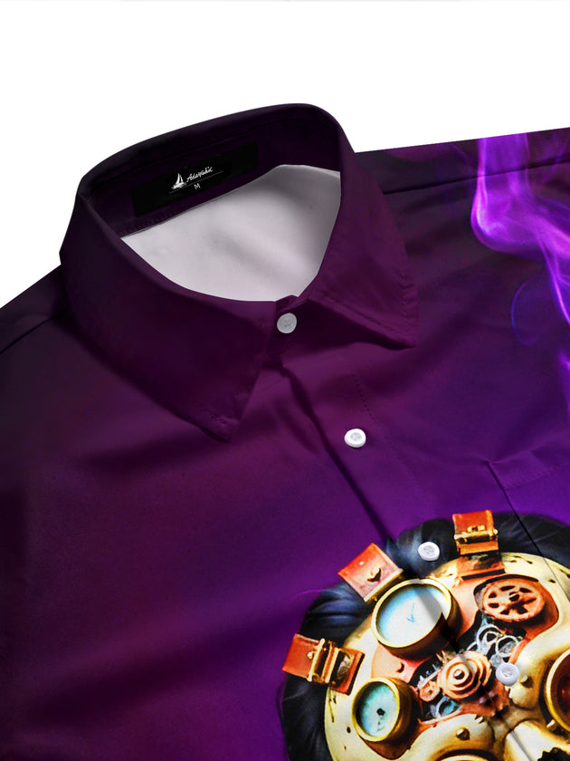 men's gothic print shirt side view