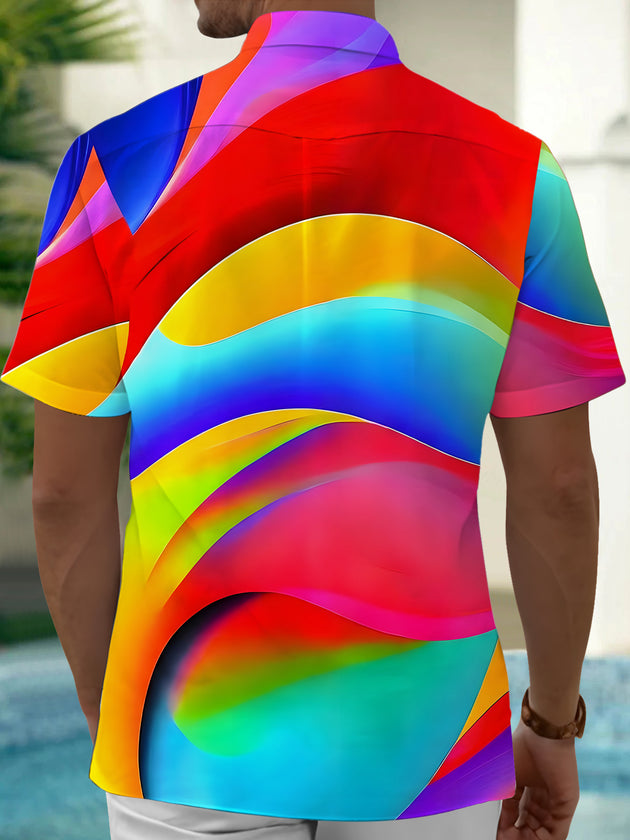 men's geometric print shirt back view