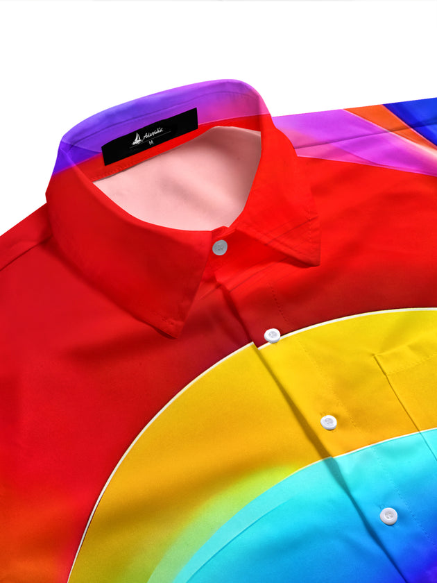 Men's geometric print short sleeve shirt side view