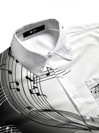 men's guitar print shirt side view