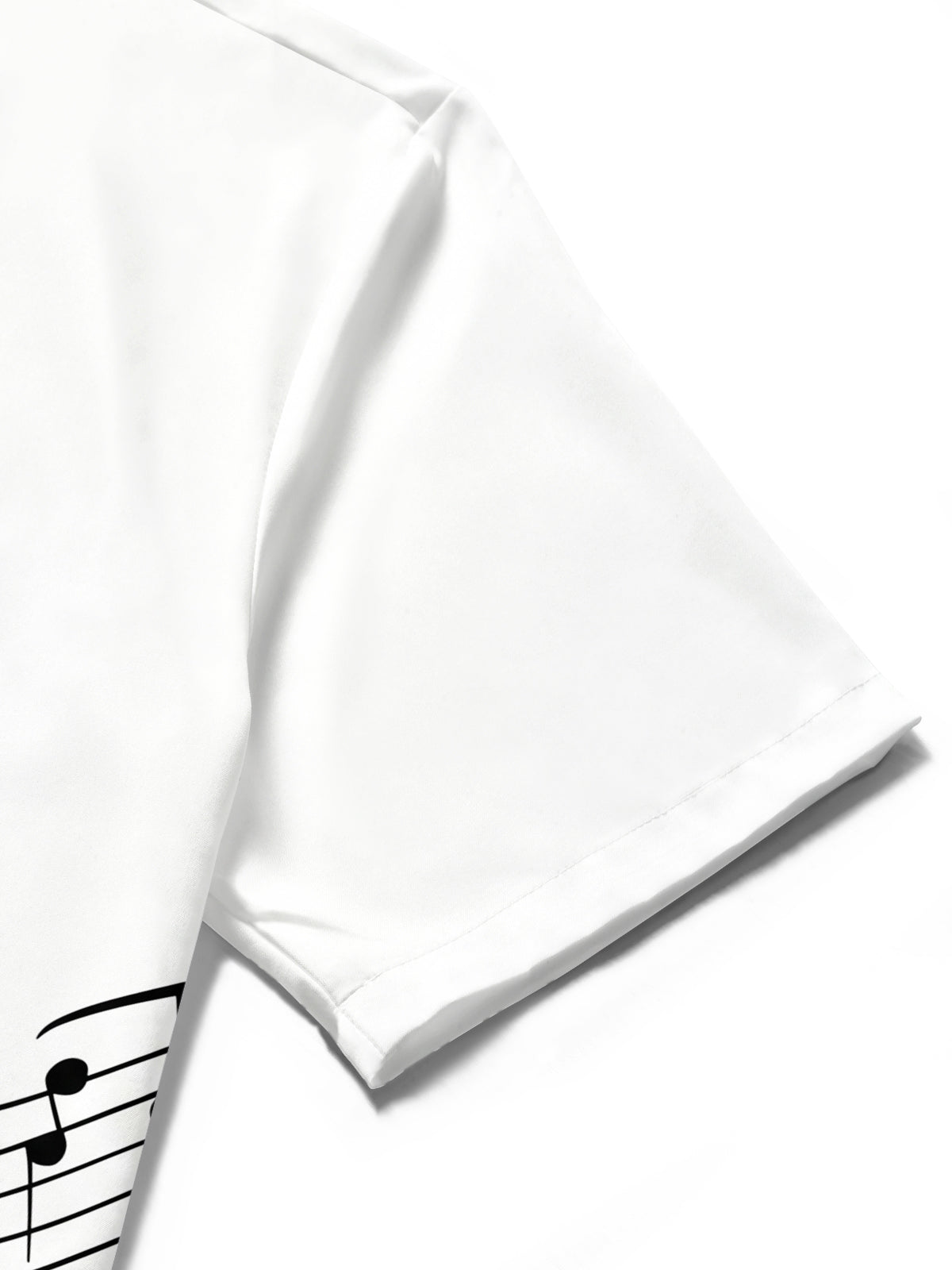 men's music print shirt close-up short sleeve