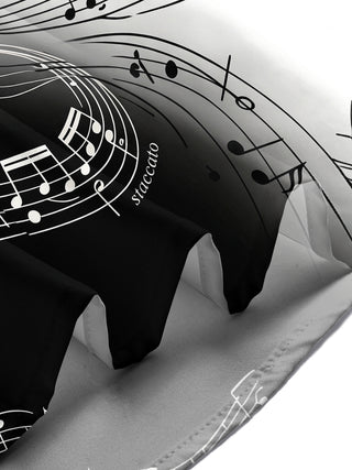 Men black white music note print short sleeve shirt lifestyle side view