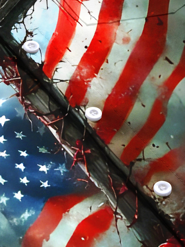 men's American flag print short sleeve flat lay shirt