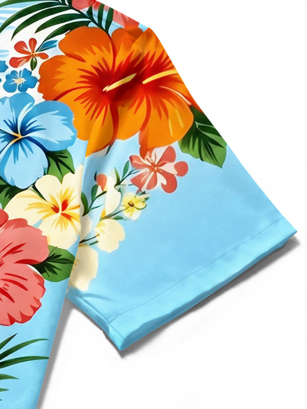 Hawaiian Floral Men's Pocket Short Sleeve Shirts