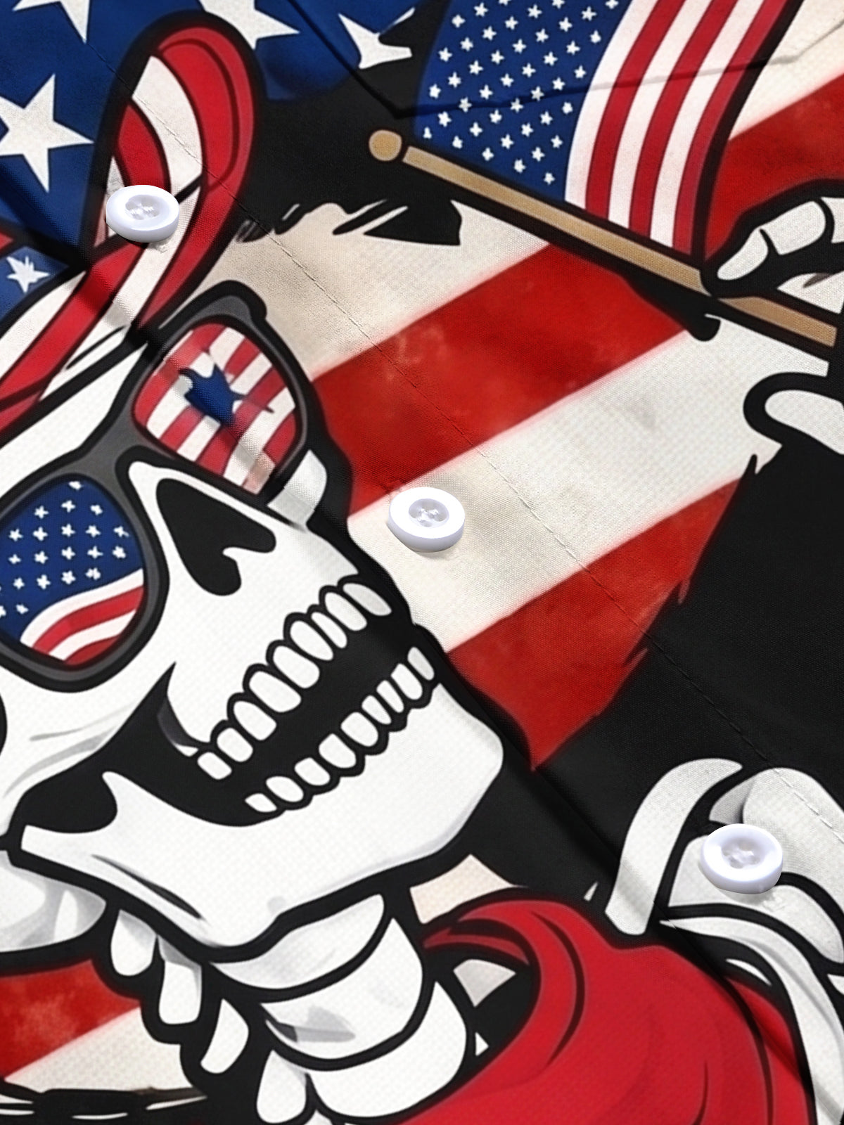 men's skull print short sleeve flat lay shirt