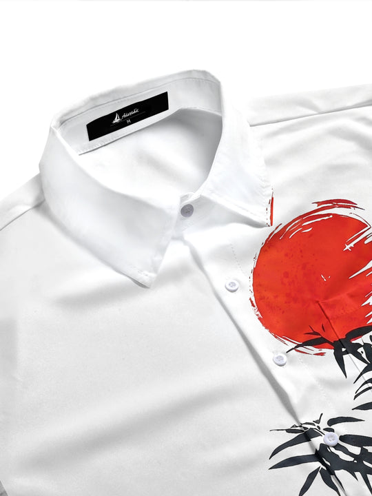 Men's bamboo print pocket half sleeve shirt side view