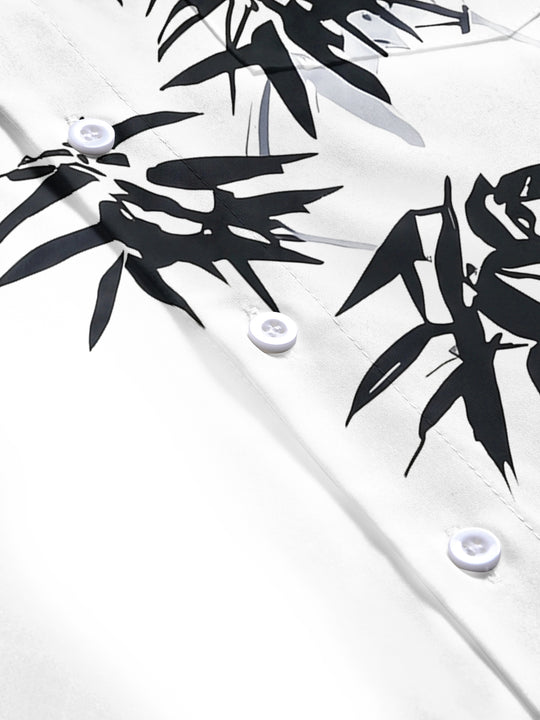 Men's bamboo print pocket short sleeve shirt pattern detail flat lay