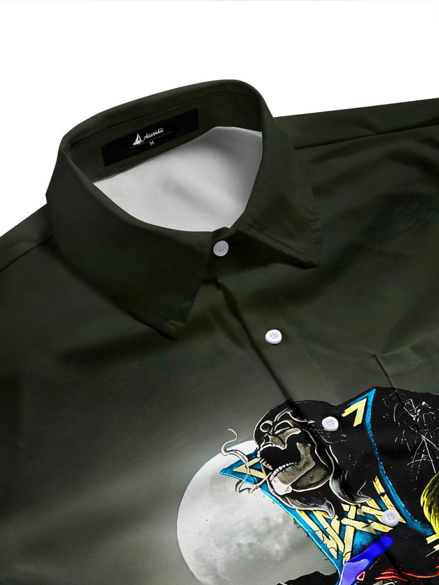 men's gothic print shirt side view