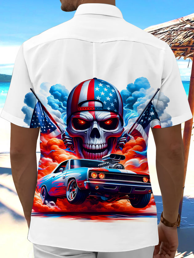 men's skeleton pattern shirt back view