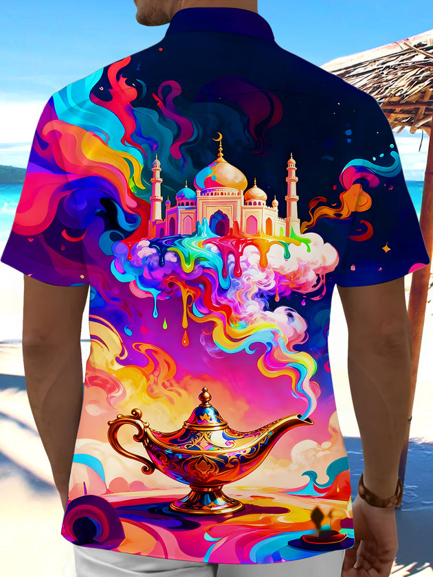 men's colorful tye dye shirt back view