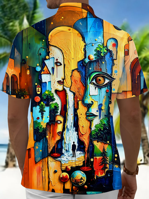 men's geometric print shirt back view