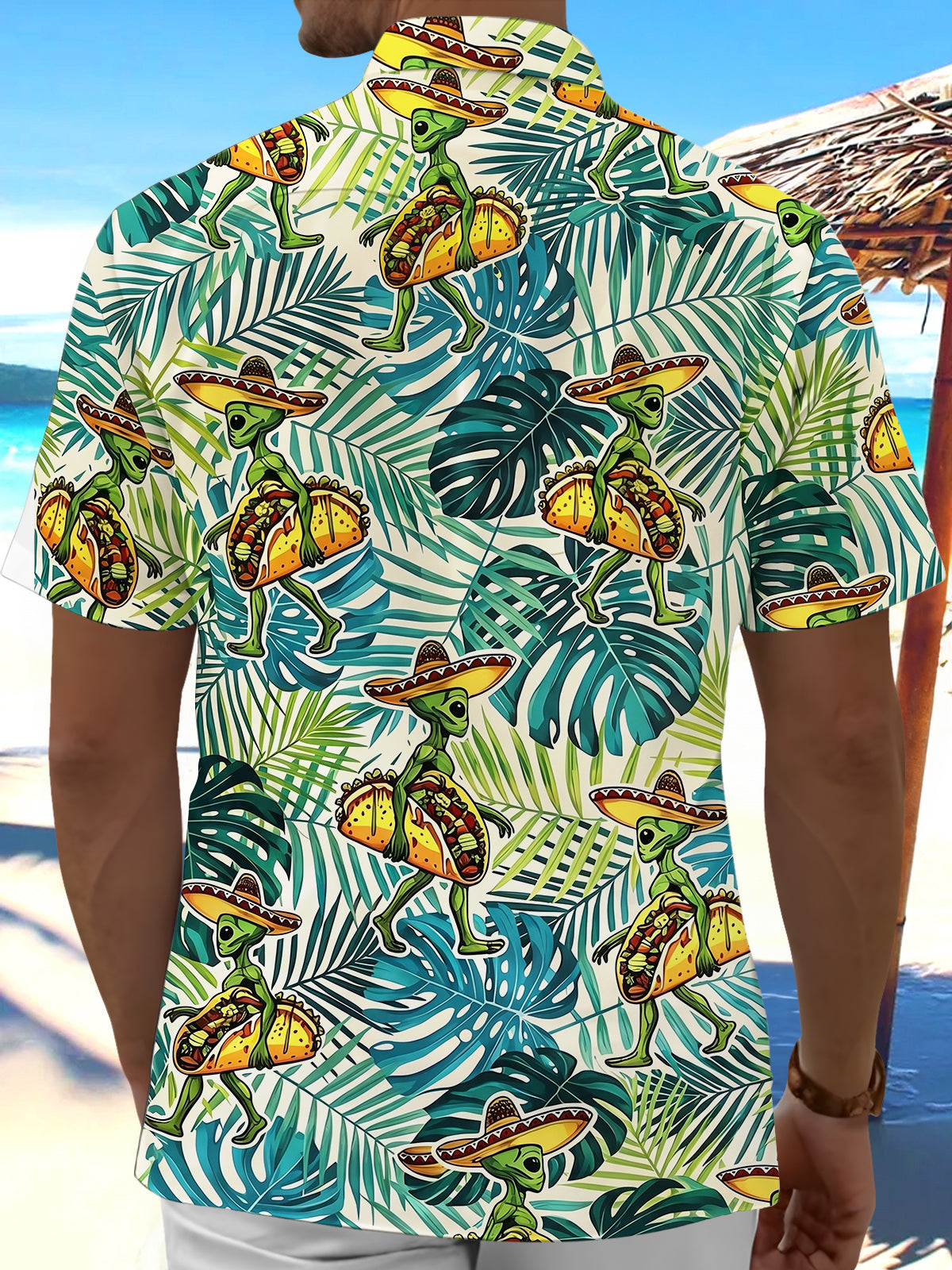 men's aloha shirt back view
