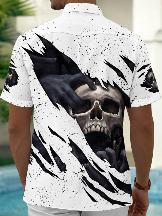 men's skeleton pattern shirt back view