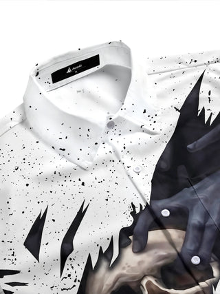 men's gothic print shirt side view