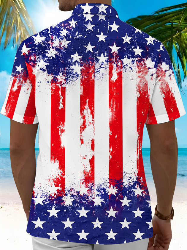 men's patriotic print shirt back view