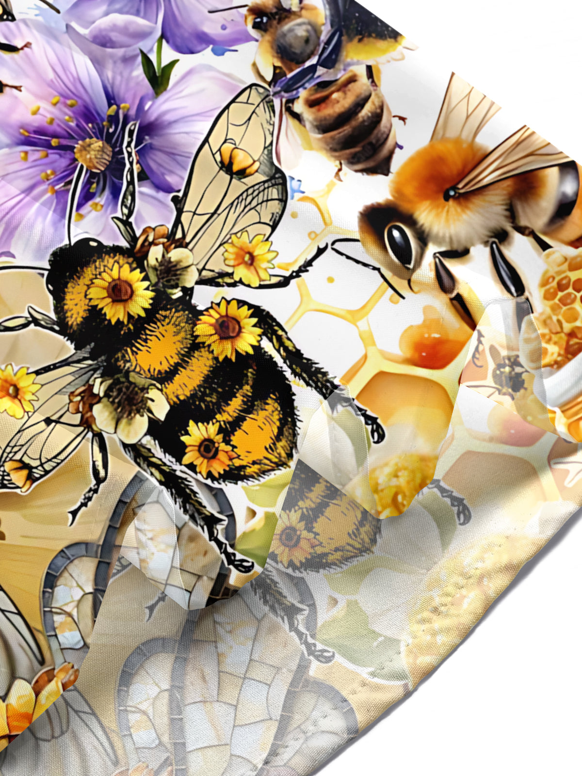 Men wearing casual bee flower print short sleeve shirt outdoors lifestyle view