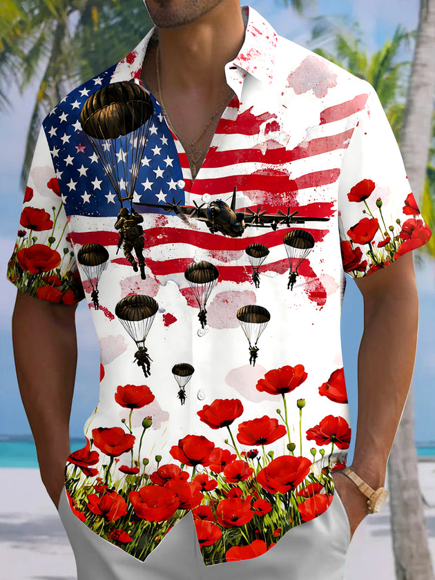 men's floral shirt front view Independence Day