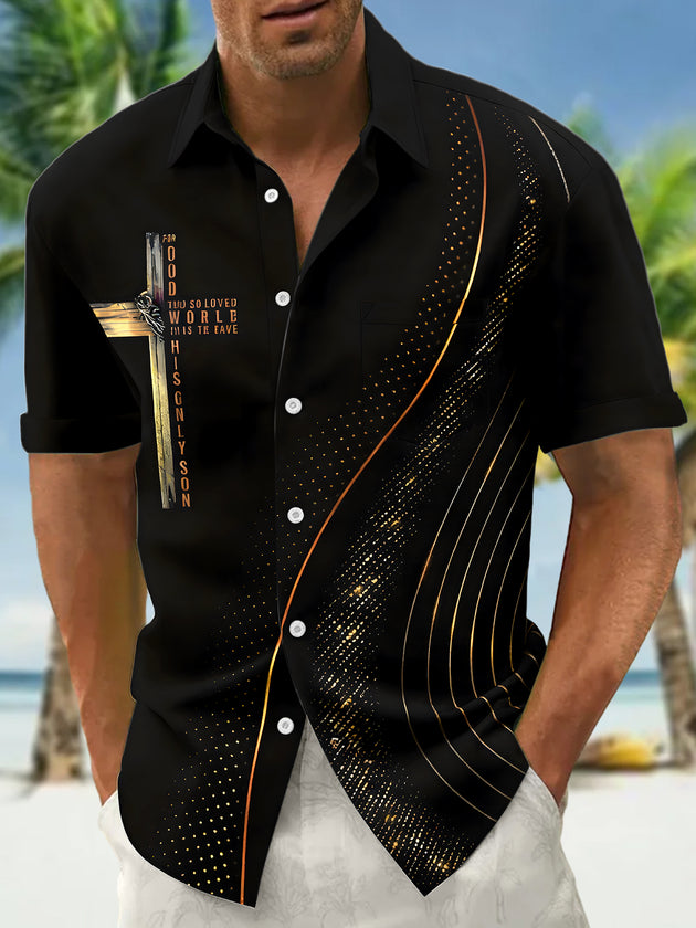 men's abstract print shirt front view